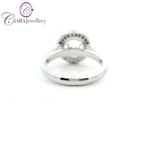 Anillo de Oro Blanco de 18K AU750 de Lujo OEM ODM con Halo de Diamantes Naturales de 3.00ct, Clásico para Fiestas y Bodas - Product Image 3