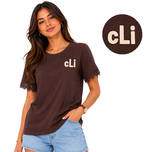 Chemise élégante pour femme à manches en dentelle, broderie contrastante effet serviette, coupe classique, streetwear personnalisé, mode DTF Y2K, jersey de coton - Product Image 1