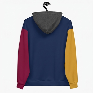 Sweat à capuche multicolore pour homme avec empiècements géométriques contrastants, cordon de serrage réglable et poche kangourou - Product Image 3