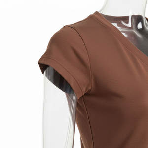 Chemise décontractée à manches courtes pour femme, col rond, style Henley, boutonnée, nouvelle mode, vente en gros - Product Image 3