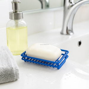 Porte-savon bleu avec plateau de drainage, porte-savon ouvert, accessoire de salle de bain pour comptoir - Product Image 2