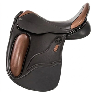 Silla de montar de cuero más vendida para carreras de caballos con estructura de madera y plástico, silla de doma inglesa y salto, fuerte y duradera para la manipulación de ganado. - Product Image 1