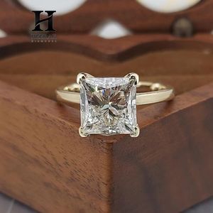 แหวนเพชรทรงเจ้าหญิงแบบคลาสสิก เพชรเพาะเลี้ยงในห้องปฏิบัติการ ทองคำ 14K 18K สีเหลือง แหวนเพชรเม็ดเดี่ยวแบบสี่ขา ทรงสี่เหลี่ยมเพชรเจียระไนแบบเหลี่ยม - Product Image 2