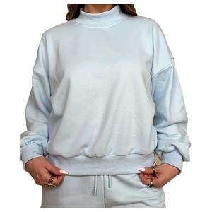 เสื้อสเวตเชิ้ตคอเต่าแบบกลับด้านได้สำหรับผู้หญิง รุ่น OEM ใหม่ ทรงโอเวอร์ไซส์ บุขนเฟลซ ใส่ได้ในฤดูใบไม้ร่วง สีพื้น ไหล่ตก แขนยาว - Product Image 1