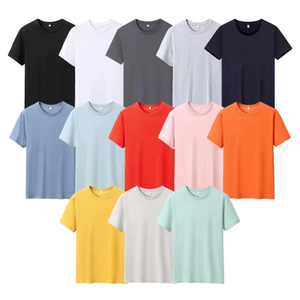 T-shirts personnalisés en gros, impression de logo, t-shirts teints en couleur unie, manches courtes, grandes tailles, col rond - Product Image 2