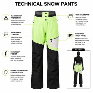 Pantalon de snowboard imperméable haute performance, coupe-vent, isolé, pour sports d'hiver en extérieur, taille haute, respirant - Product Image 5