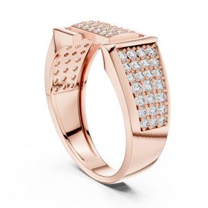 Anillo REGAL LOCK PAVE con Diamantes Cultivados en Laboratorio, Oro Rosa de 18 Quilates, Chapado en Rodio, Lujoso, para Boda, Compromiso, Regalo, Uso Diario, Oficina, Hombre - Product Image 2