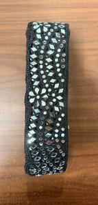 Decorative Pearl Bead Mirror Work Lace Trim Hand Look Scalloped Border Wholesale Indian Saree <b>Kaftan</b> Embroidered Fabric Edge - Product Image 3