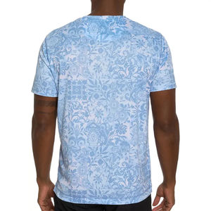 Camiseta de Secado Rápido con Sublimación, Diseño Floral Azul Claro, Transpirable, con Estampado de Patchwork, para Fitness y Gimnasio - Product Image 2