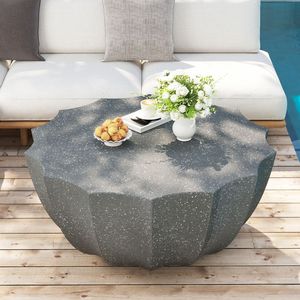 Tavolino da Caffè Moderno in Cemento MgO da 90 cm, Resistente e Impermeabile, per Terrazze, Giardini e Cortili - Product Image 2