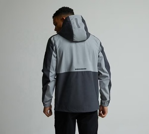 Veste coupe-vent à capuche pour homme TriPro Sports, couleur contrastée, fermeture éclair, vêtements de sport, vêtements d'extérieur décontractés pour l'hiver, veste fine 100% polyester - Product Image 4
