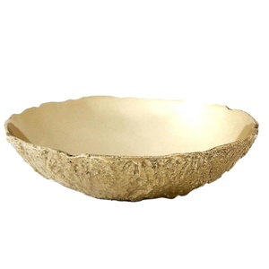 Cuenco de lujo para platos, decoración de postres de latón, cuencos dorados, cuencos decorativos de forma redonda para exhibición de frutas, decoración artesanal para bodas - Product Image 1