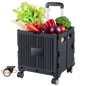 "110 Lbs Load Capacity <b>Foldable</b> Utility <b>Cart</b> Portable Rolling Folding Crate with Telescoping Handle" - Product Image 4