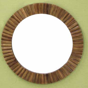 Espejo de Pared de Bambú de 19 Pulgadas, Espejo Redondo con Marco de Madera Natural para Baño, Dormitorio, Sala de Estar, Decoración Ecológica y Elegante para el Hogar - Product Image 1