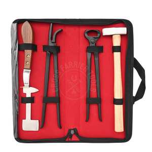 Kit d'outils de fermeur avec marteau de fermeur, couteau à sabots, coupe-sabots noir, pince à sabots noire, outil de cintrage et de polissage en acier inoxydable - Product Image 1