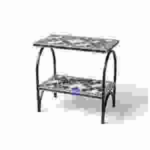 Handcrafted Bone Inlay Side <b>Table</b> <b>with</b> Metal Frame – Modern Mosaic <b>Stool</b> <b>Table</b> for Living Room & Bedroom ottomans - Product Image 1