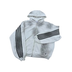 Men's American Gothic Streetwear Embroidered Zip Up <b>Hoodie</b> Cotton Dirty Wash Jeans Fashion <b>Couple</b> <b>Matching</b> Outfit Custom OEM - Product Image 3
