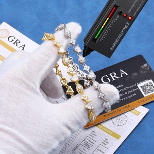 Pulsera de Plata 925 para Mujer con Moissanita en Forma de Corazón y Pera, Cadena Floral Pavé, Joyería de Lujo para Muñeca, Regalo - Product Image 3