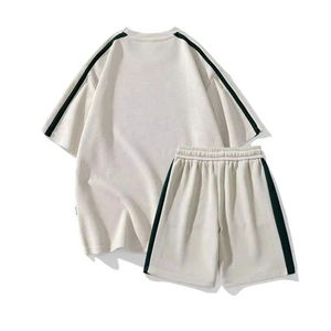 Conjuntos de shorts de verano para hombre, conjuntos de dos piezas de camiseta y shorts, estilo urbano, 100% algodón, ropa informal, diseño personalizado, impresión de logotipo. - Product Image 2