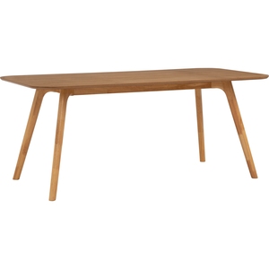Table à manger rectangulaire en chêne massif de style nordique du milieu du siècle, plateau en placage de frêne naturel, pieds évasés, pour grande maison - Product Image 1