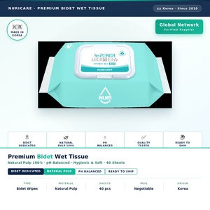 Toallitas Húmedas Biodegradables para Bidé, Marca Privada Nuri, Papel Higiénico Desechable en el Inodoro, OEM - Product Image 1