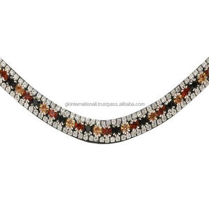 Banda para la frente de Carreras de Caballos ecuestres aceptada por OEM, cristales de cristal ostentosos de cinco filas, banda para la frente de cuero de caballo enjoyado Diamante - Product Image 6