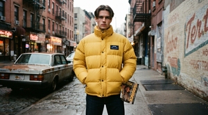 Men's <b>Yellow</b> <b>Puffer</b> <b>Jacket</b> Winter Quilted Warm Stand Collar Full Zip Casual Outdoor <b>Jacket</b> Wholesale One Apex - Product Image 3