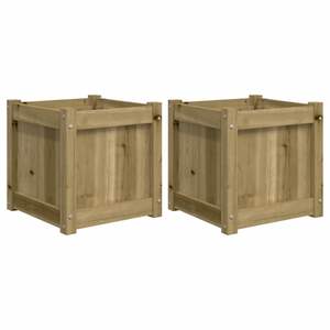 Juego de 2 Macetas Medianas de Madera Maciza de Pino Natural para Jardín - Product Image 2