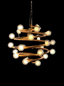 Assured Quality <b>Rustic</b> Spiral Wood Chandelier With Glass Globe Bulbs <b>Lighting</b> <b>Fixture</b> For Ceiling Decor - Product Image 2