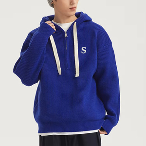 Knit Hoodie Men'S Winter Athletic Half Zip up Hoodie <b>Sweater</b> New High Quality Custom Knitwear Hoodie <b>Sweater</b> - Product Image 1