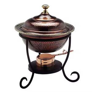 Plat de service rond en acier inoxydable avec couvercle, chauffe-plat pour buffet, plat de service pour la restauration avec support, hôtel, restaurant - Product Image 6