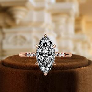 Bague de fiançailles en diamant taille marquise 1 carat avec halo à 6 griffes, certifiée IGI, en or blanc/jaune 14 carats, bague certifiée IGI - Product Image 2