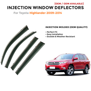 Déflecteurs de Vitres Latérales pour Toyota Highlander 2009-2014 Pare-Pluie Pare-Vent Visière de Porte de Voiture - Product Image 2