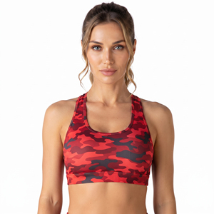 Soutien-gorge de compression imprimé camouflage pour femme, séchage rapide, dos nageur, haut de sport, soutien-gorge de yoga et fitness à col rond, soutien-gorge de course imprimé - Product Image 2