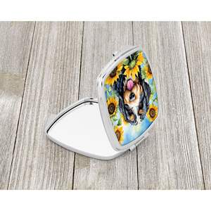 Bernedoodle girasoles compacto viaje maquillaje espejo plegable diseño de mano regalo para mujeres y niñas - Product Image 2