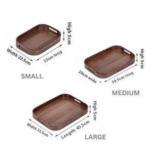 Hand Crafted Natural Acacia Wooden Tea Serving <b>Tray</b> with Handles, Multipurpose Platter for <b>Snacks</b> and Fruit - Product Image 2