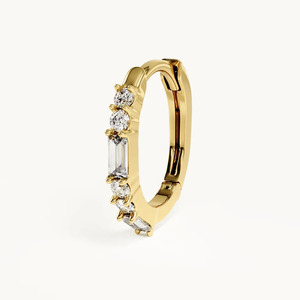 Pendientes de Aro Modernos VB-SR42 de V B Arts, Diseño de Moda, Oro de 14K, Diamante Cultivado en Laboratorio VS1, Certificado IGI, Pendientes de Boda con Seis Piedras - Product Image 5
