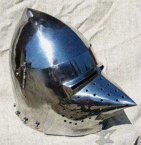 Casco Bascineta Medieval de Acero Pulido con Visera, Armadura Histórica para Recreación y Exhibición - Product Image 1