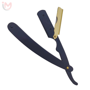 Navaja de Afeitar Profesional de Acero Inoxidable con Hoja Recta y Puntas Doradas Reemplazables, Calidad OEM - Product Image 2