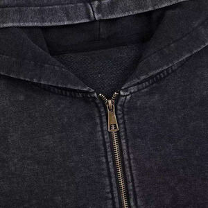 Heavyweight Men's High Quality 400G Fleece Polyester/Cotton Eco-Friendly Quick Dry Breathable Winter Custom Vintage Zip Hoodie - Product Image 5