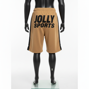 Pantalones Cortos de Baloncesto de Felpa de Algodón Premium de 320 GSM con Lavado Ácido, Color Beige Arena, Parche de Chenilla, Logotipo Personalizado - Product Image 2