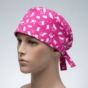 Embroidered Logo Women Multi Color <b>Working</b> <b>Scrub</b> Cap with Button Tie Back Nurse Doctor Ponytail Pouch Hat for Long Hair - Product Image 5