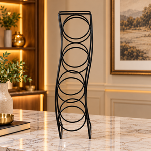Porta Botellas de Vino con Diseño de Corazón y Detalles Florales Metálicos en Acabado Oro Rosa para Mesa, Bar o Comedor - Product Image 2