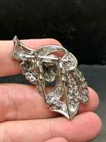 Broche Grande Ornamentado de Plata 925 con Diamante Moissanita, Joyería Elegante para Mujer, Ideal para Fiestas y Regalo