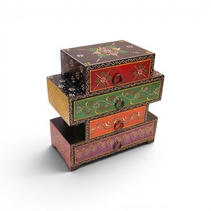 Handcrafted Wooden 4 <b>Drawer</b> <b>Storage</b> Organizer Decorative Jewelry Cabinet Multi <b>Drawer</b> <b>Storage</b> <b>Box</b> - Product Image 2