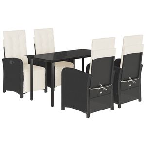 Set da Pranzo da Giardino in Rattan Nero per 4 Persone, Resistente alle Intemperie, Design Contemporaneo - Product Image 2