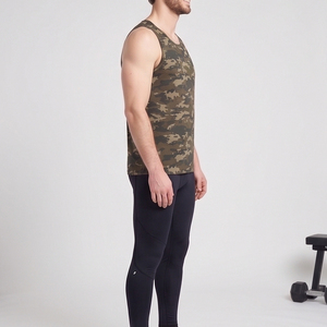 Camiseta sin mangas de camuflaje para hombre, cuello cuadrado, deportiva, 100% poliéster, chaleco deportivo. - Product Image 2