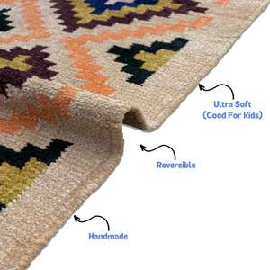 Alfombra Dhurrie de tejido plano de algodón y seda de 3x5 pies en amarillo pastel moderno para dormitorio clásico con estilo y espacios de vida modernos - Product Image 4