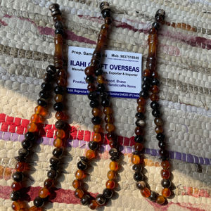 Tasbih Misbaha de 33 cuentas de cuerno de búfalo pulido, rústico, islámico moderno, ecológico y religioso de ILAHI, de Uttar Pradesh - Product Image 1