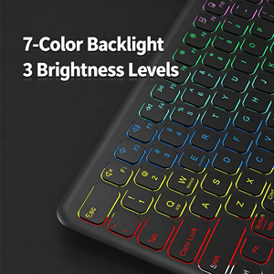 คีย์บอร์ดไร้สายแบบมีไฟ RGB รองรับบลูทูธ คีย์บอร์ดขนาดกะทัดรัดสำหรับ iPad แท็บเล็ต แล็ปท็อป รองรับหลายระบบ iOS Android Windows Mac Office - Product Image 5